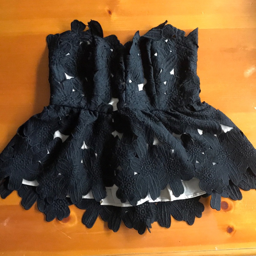 Stone Cold Fox black lace strapless top